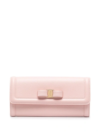 Ferragamo Vara Bow Continental Wallet In Pink