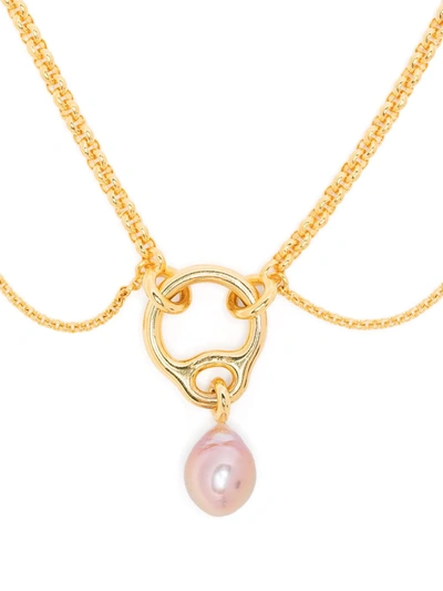 Charlotte Chesnais Eclipse Pearl Necklace In Gold
