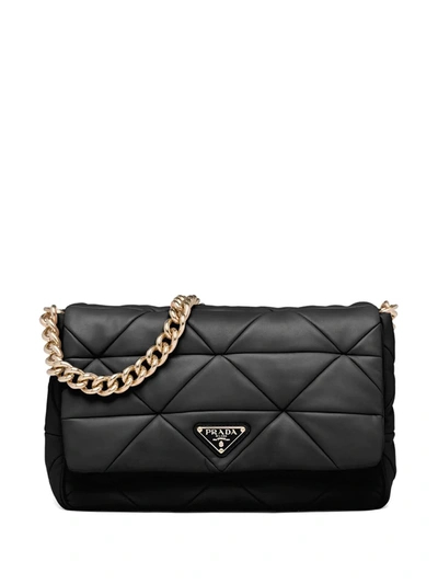 Prada System Triangle Quilted Napa Mini Shoulder Bag In Black