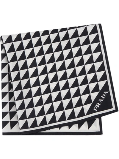 Prada Printed Twill Scarf In Black/white