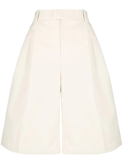 Bottega Veneta Wide-leg Pleated Shorts In White