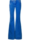 BALMAIN HIGH-WAISTED FLARED BLUE JEANS WITH B MONOGRAM