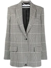 Off-white Houndstooth-check Single-breasted Blazer In Black