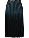 Off-white Glitter-stripe Pleated Skirt In Blue