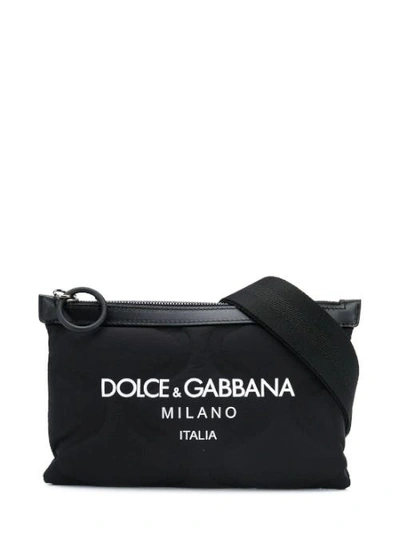 Dolce & Gabbana Palermo Tecnico Crossbody Bag In Nylon With Logo Print In Black
