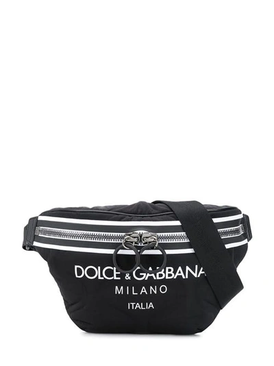 Dolce & Gabbana Nylon Palermo Tecnico Belt Bag With Logo Print In Black