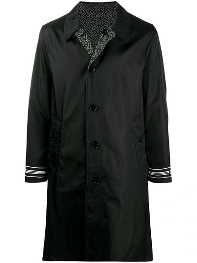 Burberry Monogram Reversible Trench Coat In Black