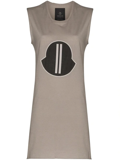 Moncler Logo-print Cotton-jersey Tank Top In Grey