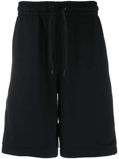 Burberry Logo Tape Cotton Drawcord Shorts In Black