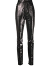 SAINT LAURENT HIGH-WAISTED LEATHER EFFECT TROUSERS