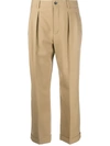 SAINT LAURENT HIGH-RISE PLEATED PANTS IN GABARDINE