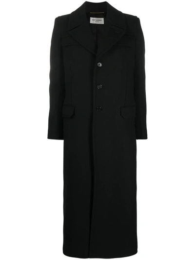Saint Laurent Single Breasted Coat In Black