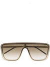Saint Laurent Mask Shield Mirrored Sunglasses In Gold