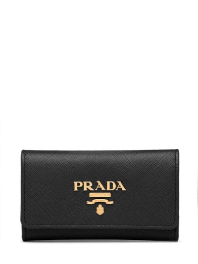 Prada Black Leather Keychain