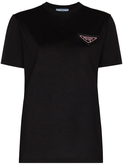 Prada Black Triangle Logo Cotton T-shirt