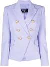 Balmain Purple Blazer With Gold-tone Double-breasted Closure