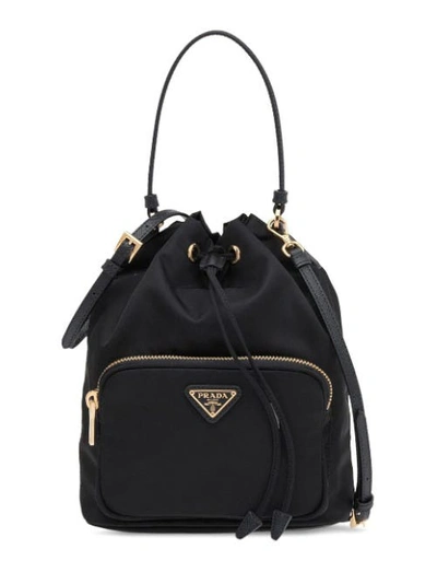 Prada Duet Nylon Shoulder In Black