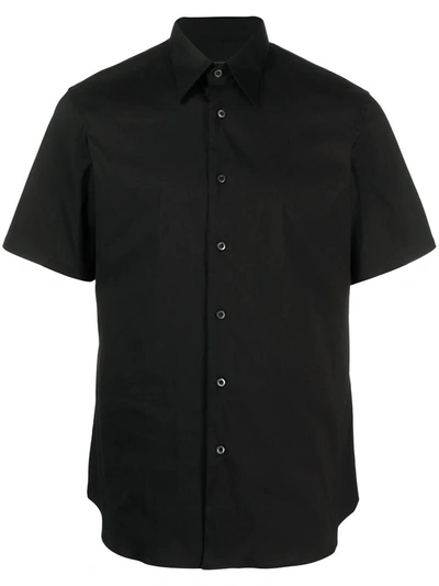 Prada Short-sleeved Cotton Shirt In Schwarz