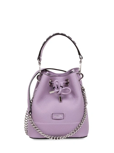 Lancel Bucket Bag In Hammered Leather In Lilac