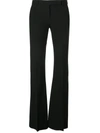 Alexander Mcqueen Grain De Poudre Wool Flared Pants In Black
