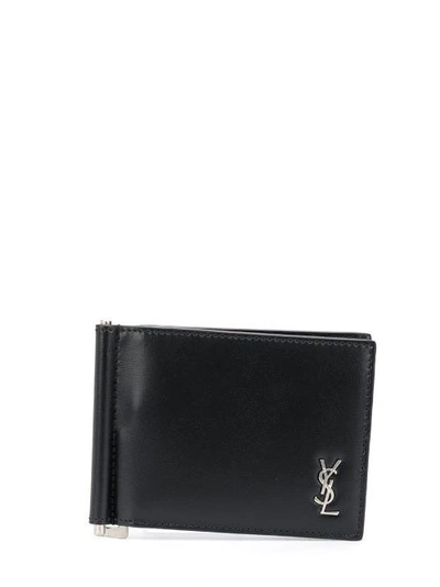 Saint Laurent Tiny Monogram Bill Clip Wallet In Matte Leather In Nero