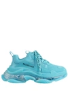 BALENCIAGA BLUE TRIPLE S CLEAR SOLE SNEAKERS