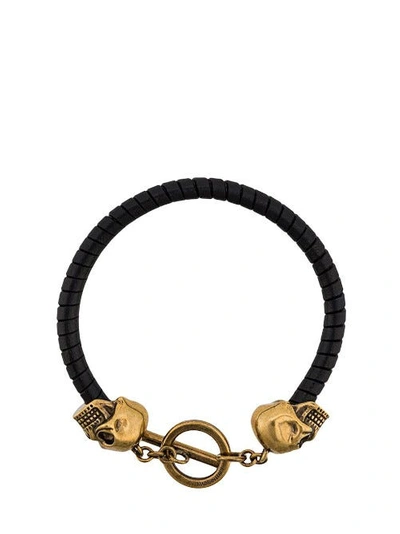 Alexander Mcqueen T-bar Skull Bracelet In Black