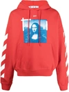 Off-white Orange Mona Lisa Print Cotton Hoodie In Red