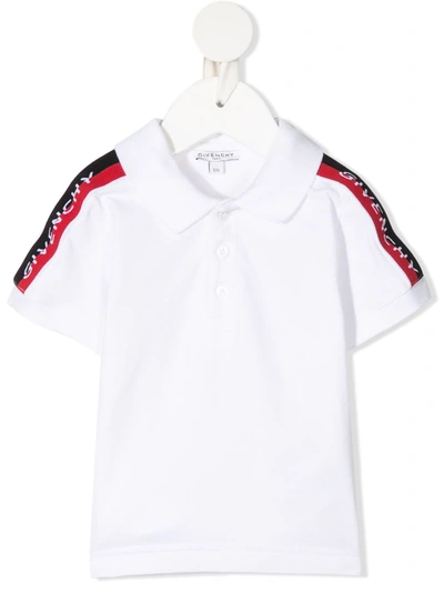 Givenchy Babies' Polo Shirt With Bands On The Sleeves In Bianco