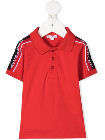 Givenchy Babies' Intarsia Shoulder Polo Shirt In 红色