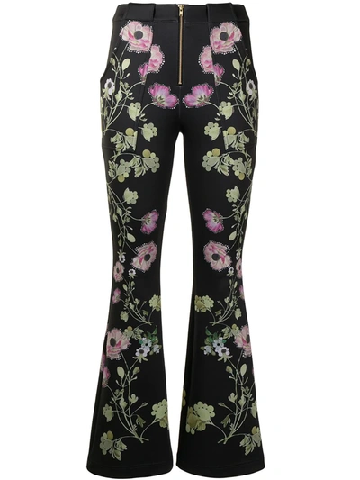 Cynthia Rowley Hunter Floral-print Trousers In Black