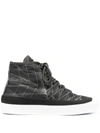Stone Island Abstract-print High-top Sneakers In Grey