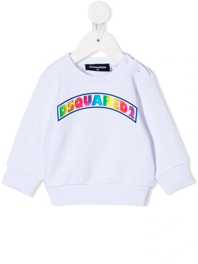 Dsquared2 Babies' Rainbow Logo Print Sweatshirt In White