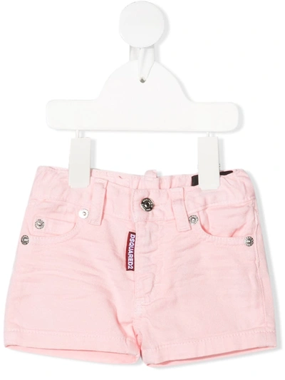 Dsquared2 Kids' Logo-patch Denim Shorts In Pink