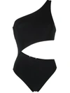Tory Burch Solid Cut Out One Piece Swimsuit Black M In Black