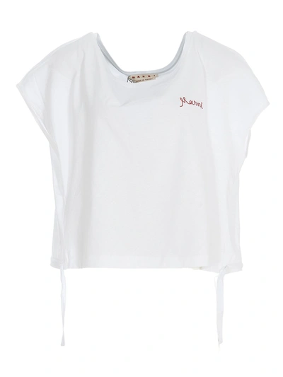 Marni Embroidered-logo Cotton T-shirt In White