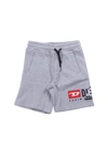 Diesel Logo-print Drawstring Track Shorts In Grey