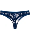 Eres Stitched Lace Thong In Blue