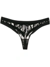 Eres Résille Lace-trimmed Stretch-jersey Thong In Black