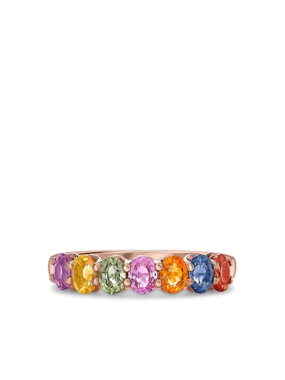 Pragnell 18kt Rose Gold Sapphire Rainbow Ring In Pink
