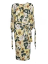 Dolce & Gabbana Camellia-print Silk-blend Charmeuse Midi Dress In Yellow