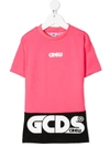 GCDS COLOUR-BLOCK LOGO PRINT T-SHIRT DRESS