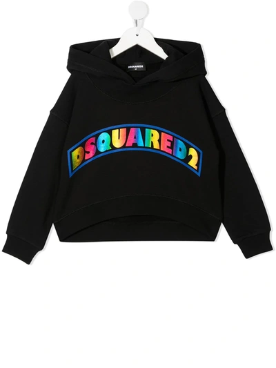 Dsquared2 Kids' Logo-print Cotton Hoodie In Black