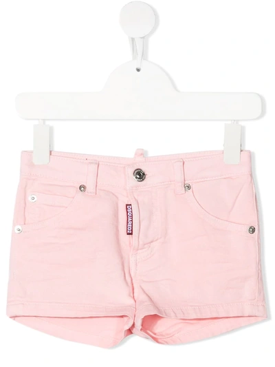 Dsquared2 Kids' Logo-patch Denim Shorts In Pink