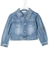 Monnalisa Rhinestones Denim Jacket In Blue In Blue
