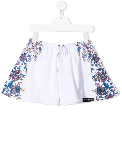 Givenchy Kids' 花卉印花短裤 In White