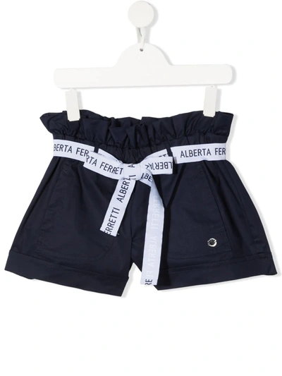 Alberta Ferretti Kids' Logo Belt Shorts In Blue