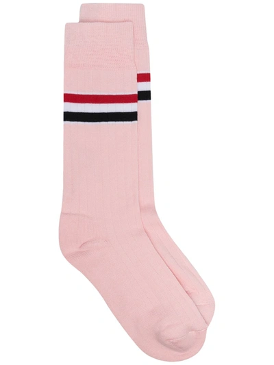 Thom Browne Rwb Stripe Socks In Pink