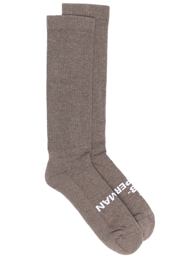 Rick Owens Drkshdw Contrast Print Socks In Neutrals