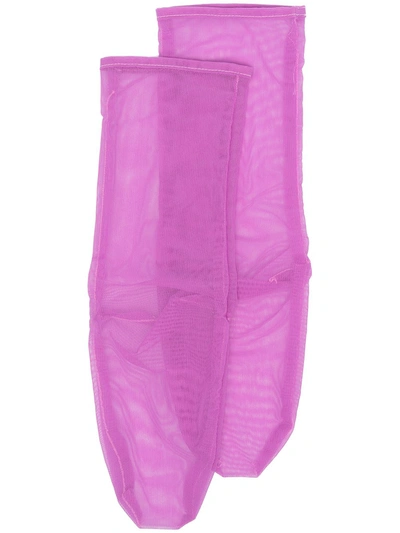 Simone Wild Net Ankle Socks In Purple